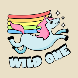 Wild One Flying Magical Rainbow Unicorn T-Shirt