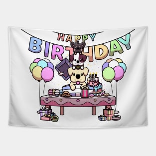 Kawaii Dog Birthday Party Tapestry