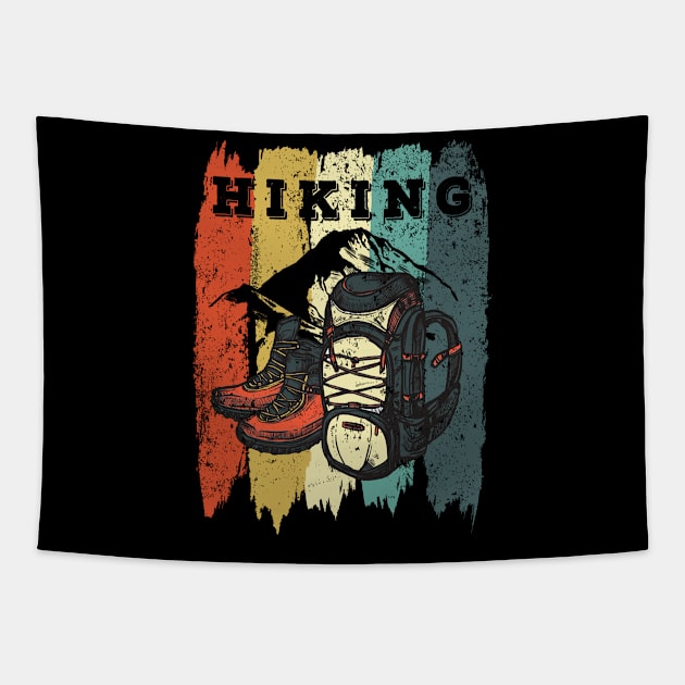 Vintage Hiking t shirts Camping Gears Retro Hiker Gift for men women Tapestry by Boneworkshop