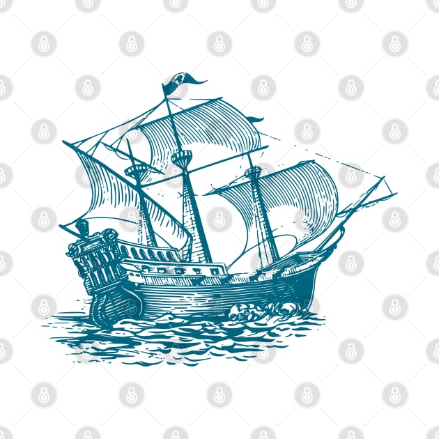 Wooden Sailing ship sketch by Spazashop Designs