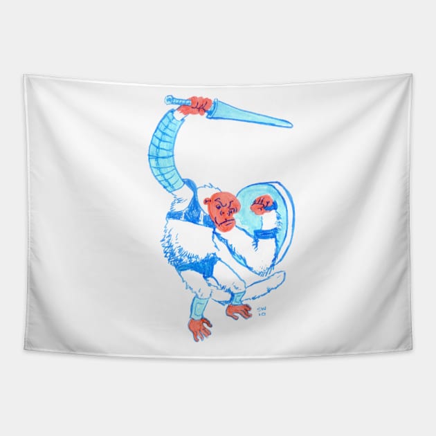 Snow Monkey Gladiator Tapestry by CoolCharacters