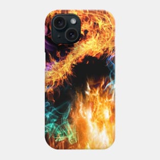 Fire Flames, Rainbow Smoke On Black Phone Case