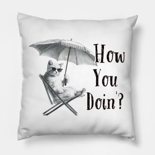 How You Doing Friends Cat Themed Pillow