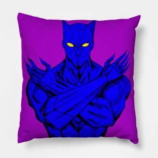 the black panther in dark blue Pillow