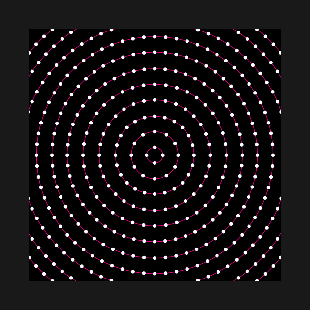 Circular Bullseye Pattern no.3 Black with Pink LIne with White Dots by Neil Feigeles