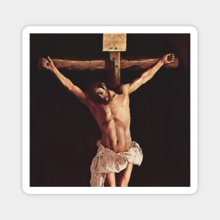 Jesus Christ crucified nailed to the cross and suffering Magnet