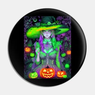 Halloween Cute Spooky Black Witch Pin