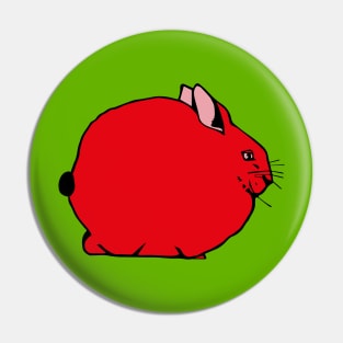 Big Fat Red Rabbit Green Meadow Pop Art Pin