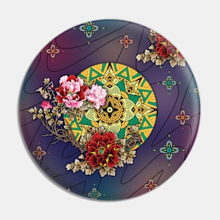 Flowers and mandala pattern Pin