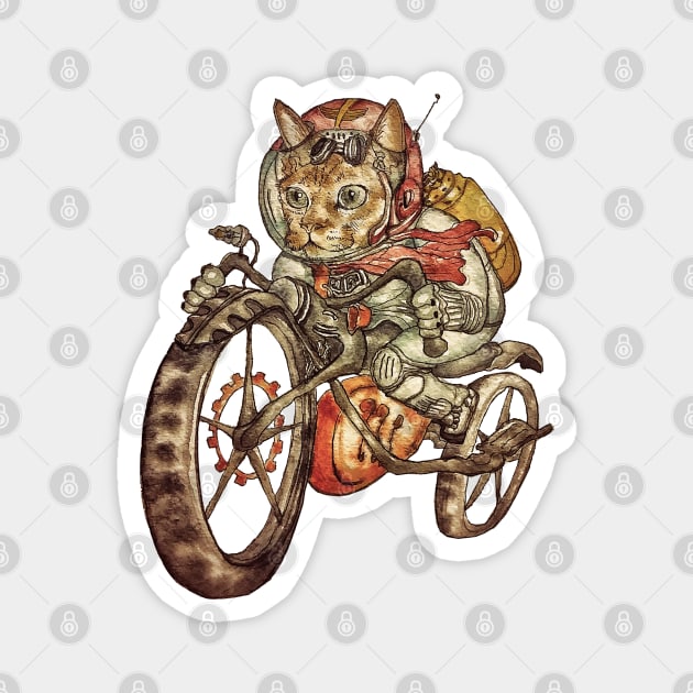 Berserk Steampunk Motorcycle Cat Magnet by FelisSimha