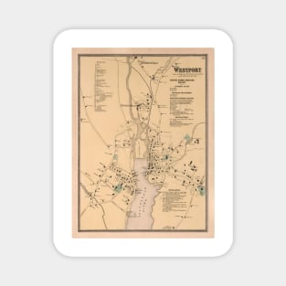 Vintage Map of Westport CT (1867) Magnet