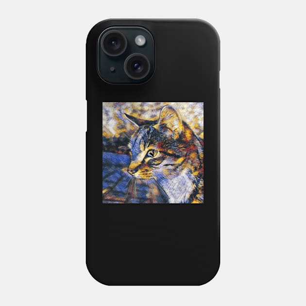 Cat Staring Into The Far End Phone Case by kooicat