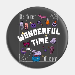 The Most Wonderful Time of the Year teacher Halloween cute Black Cat Pumpkin ghost Spooky Season Pin