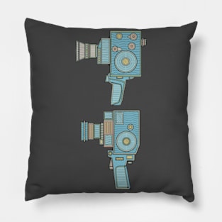 Blue Vintage Video Camera Pillow