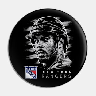 A player's face in a shot for the New York Rangers Pin