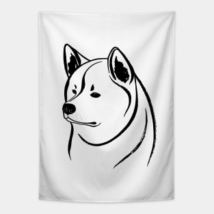 Akita Inu (Black and White) Tapestry