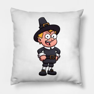 Cartoon Boy Wearing Pilgrim Clothes Pillow