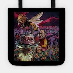 watercolor lion bee with strange mushroom creature Tote