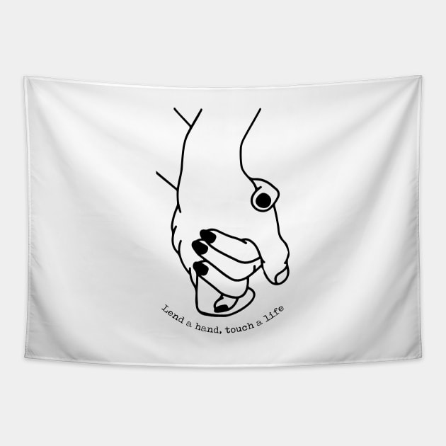 'Lend a Hand Touch a Life' Food and Water Relief Shirt Tapestry by ourwackyhome