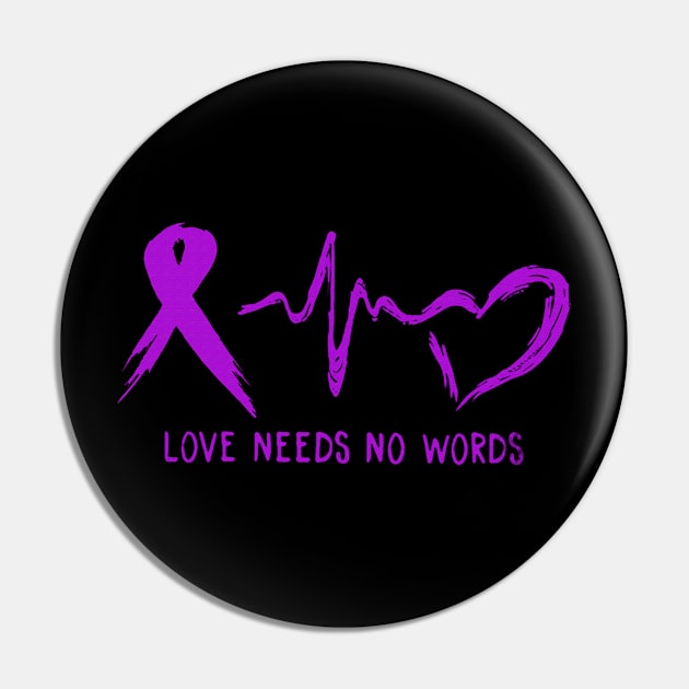 Love Needs No Words Alzheimers Awareness Peach Ribbon Warrior Pin by celsaclaudio506