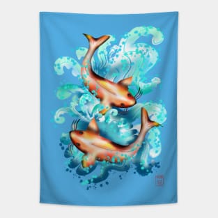 Koi carp making a splash Tapestry