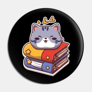 Cute cat sleeping on a book Pin