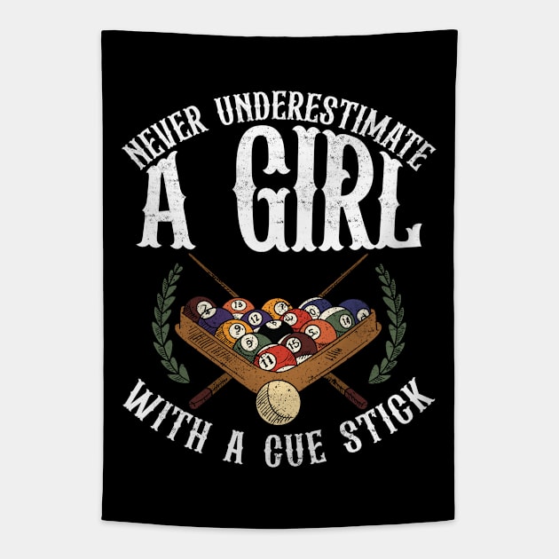 Never Underestimate A Girl With A Cue Stick Tapestry by creativity-w