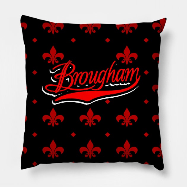 Brougham Pattern Red Pillow by Black Ice Design