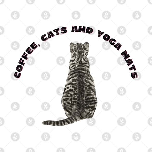 Coffee cats and yoga mats funny yoga and cat drawing by Red Yoga