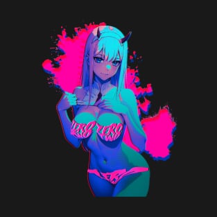 Zero Two Darling in the Franxx Cyberpunk Vaporwave Anime Edit T-Shirt