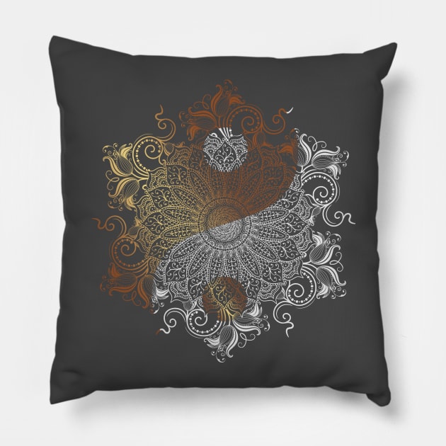 Mandala - Yang Fire & Ice Pillow by aleibanez