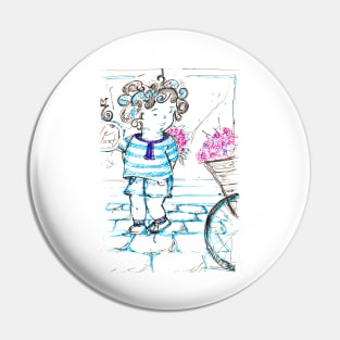 Little Boy with flowers Pin