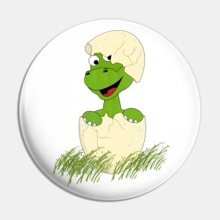 Green Dinosaur Hatching From Egg Pin