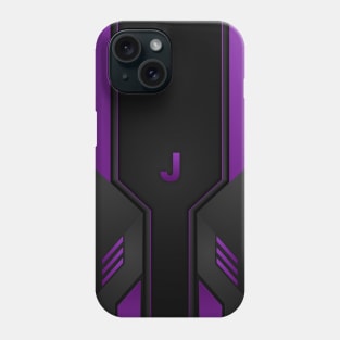 J Letter Personalized Gamer's Purple & Black Gradient Tech Sporty Design, Gaming Case for 13 Pro Max Phone Case