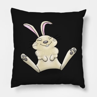 Cute sitting smiling bunny rabbit cartoon Pillow