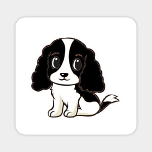 cavalierr king charles spaniel black and white cartoon Magnet