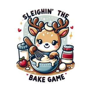 Sleighin' The Bake Game Christmas Reindeer Baking T-Shirt