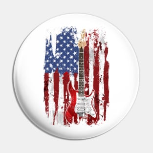 USA Guitar Player American Flag Guitarist Gift Pin