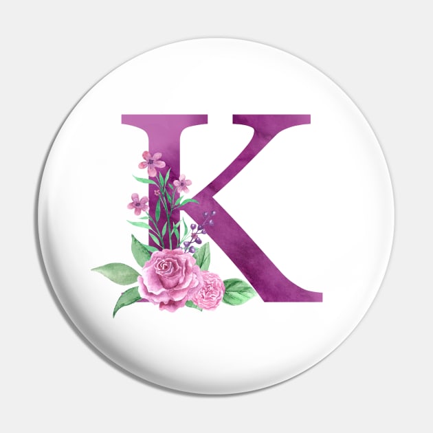 Floral Monogram K Beautiful Rose Bouquet Pin by floralmonogram