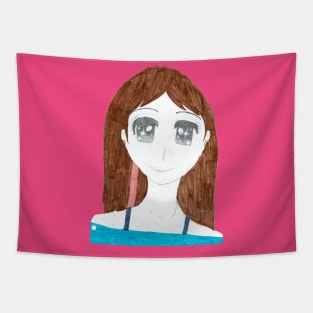 Expressive Anime Girl Tapestry