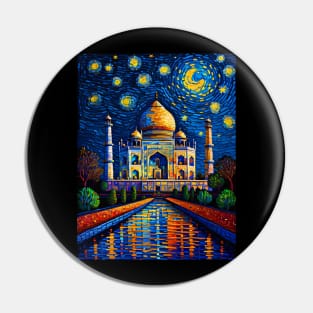 Taj Mahal in Starry Night Pin