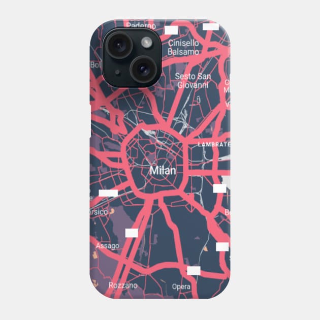 Milan colour map Phone Case by Mapmania