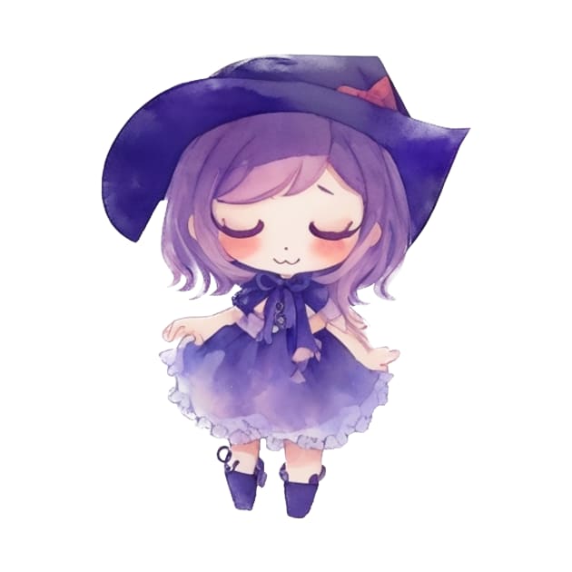 Adorable Purple Baby Witch by Rishirt