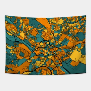 Leeds Map Pattern in Orange & Teal Tapestry