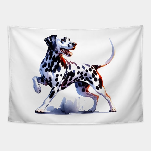 Dalmatian Watercolor Painting - Beautiful Dog Tapestry by Edd Paint Something