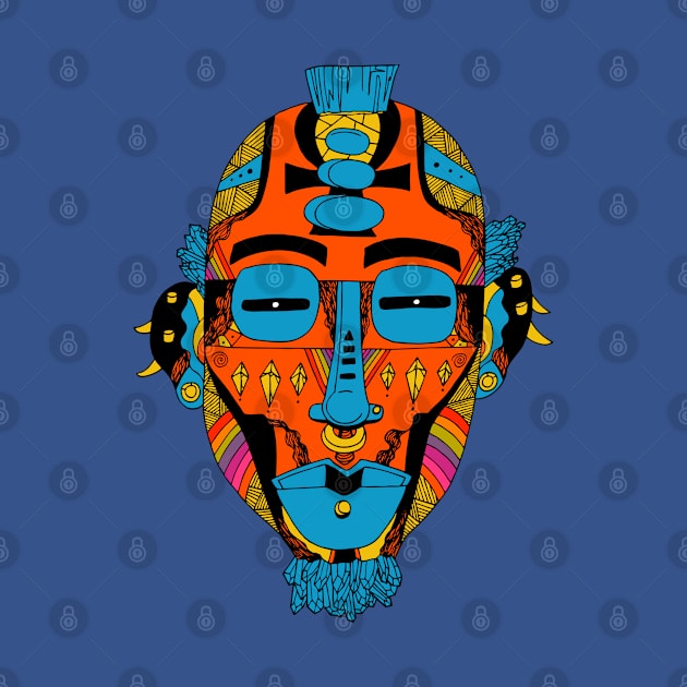 Orange Blue African Mask 5 by kenallouis