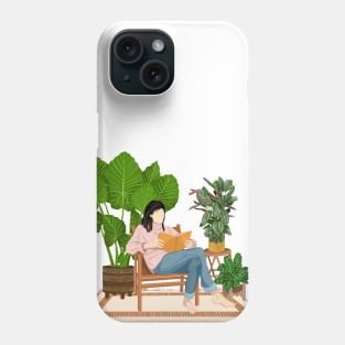 Reading with plants 1 Phone Case