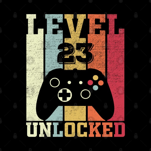 Level 23 Unlocked Funny Video Gamer 23rd Birthday Gift by DragonTees