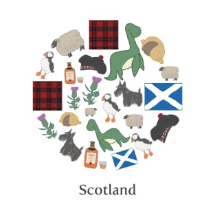 Kawaii Scottish Icons Drawing T-Shirt