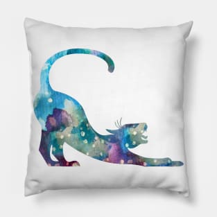 Stretching Cat Watercolor Painting Pillow